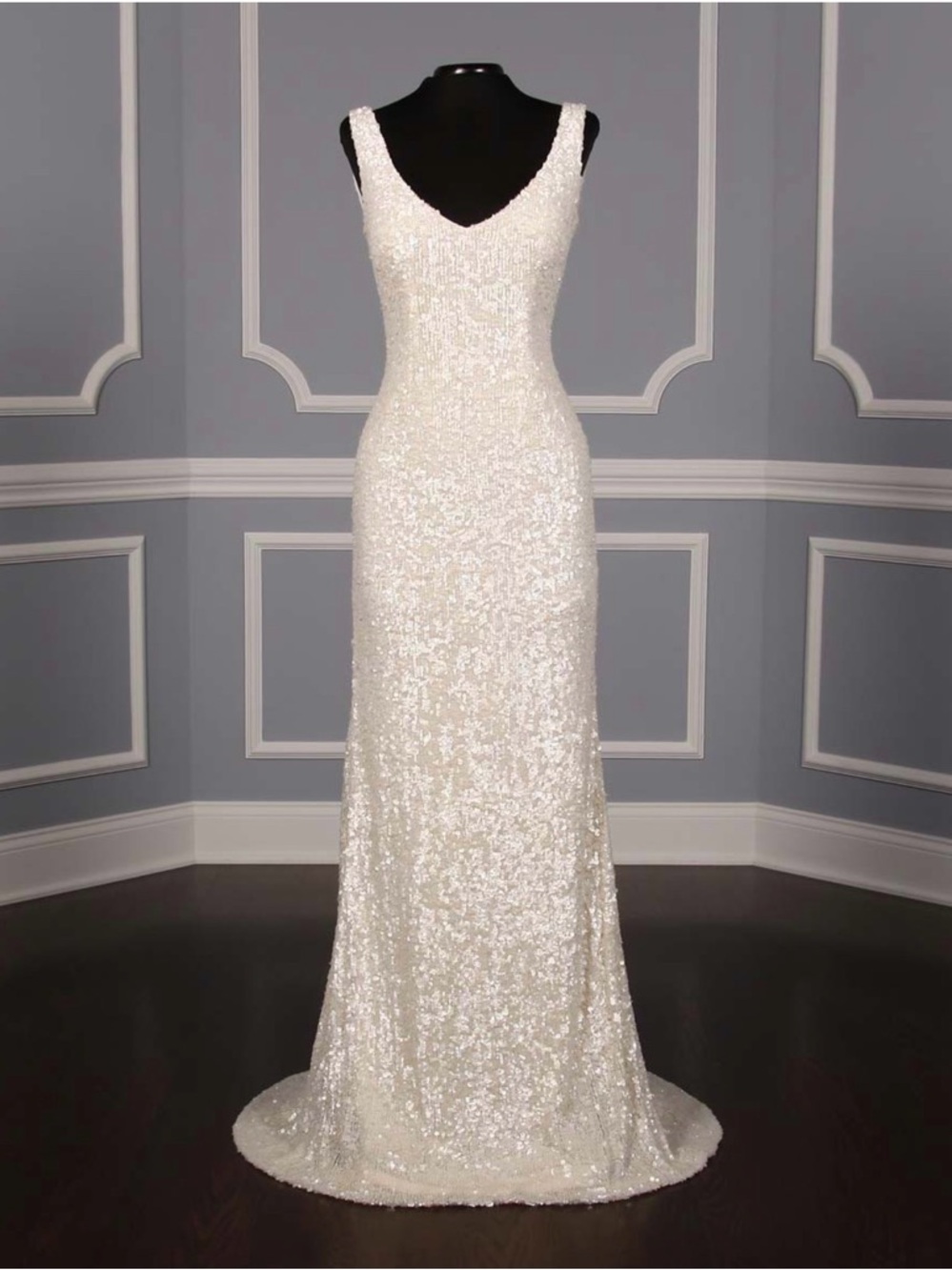 Theia couture Sequin V-Neck Bridal Gown in Ivory